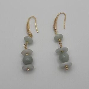 Burma Jade with Gold‎ Plated earring hooks Women's earrings